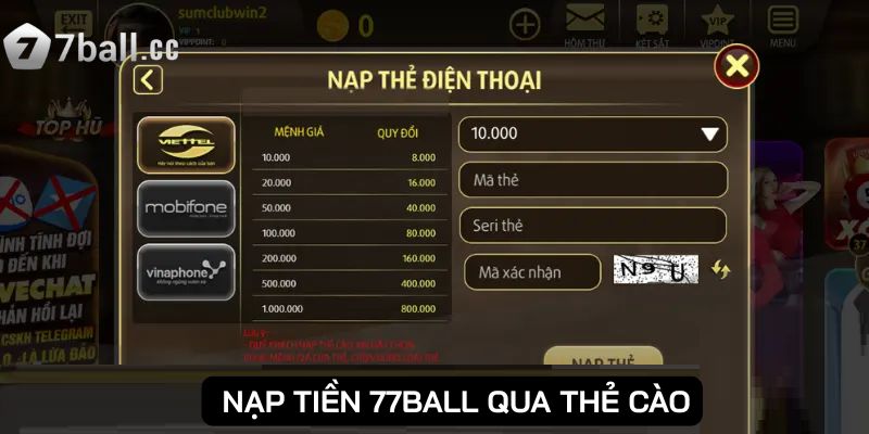 Dễ dàng khi lựa chọn nạp tiền qua thẻ cào